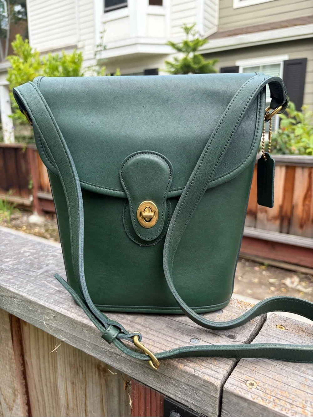 Coach Bottle Green Bradley Bucket Bag EUC